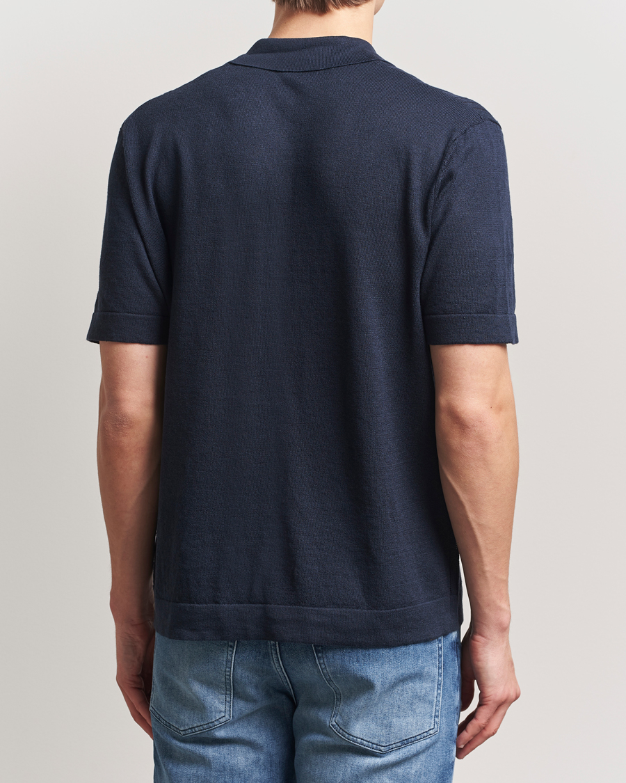 BOSS ORANGE Kamicino Knitted Short Sleeve Shirt Dark Blue