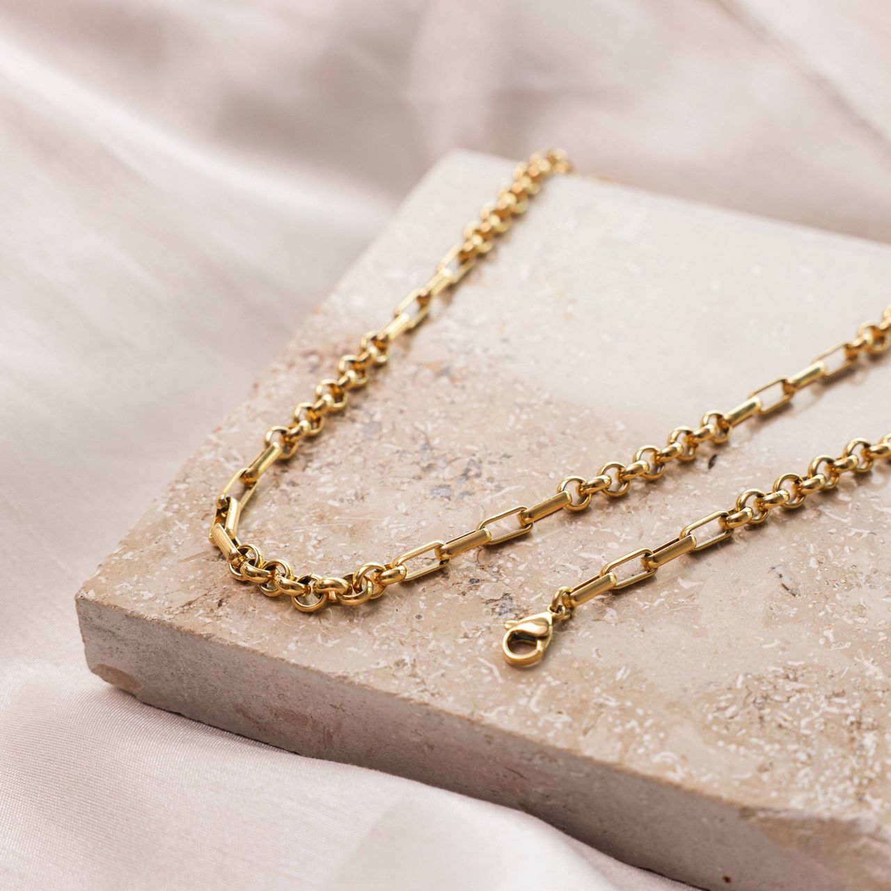 Gerecycled stalen 18 karaat goldplated ketting Angeline