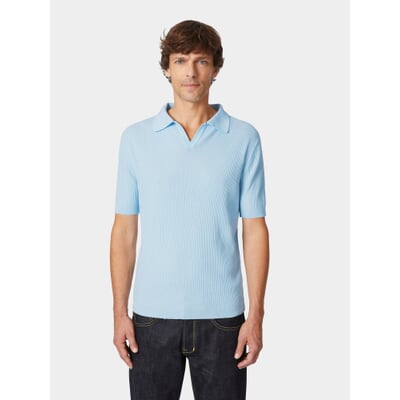 Herren-Strickpolo, Hellblau