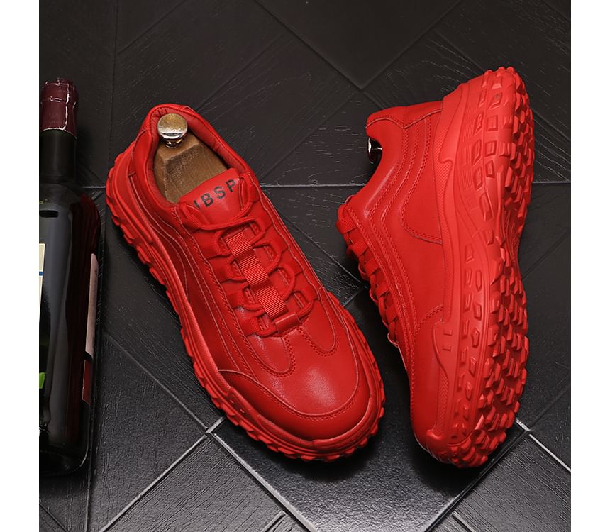 Mr Ozera - Platform-sneakers van imitatieleer met vetersluiting