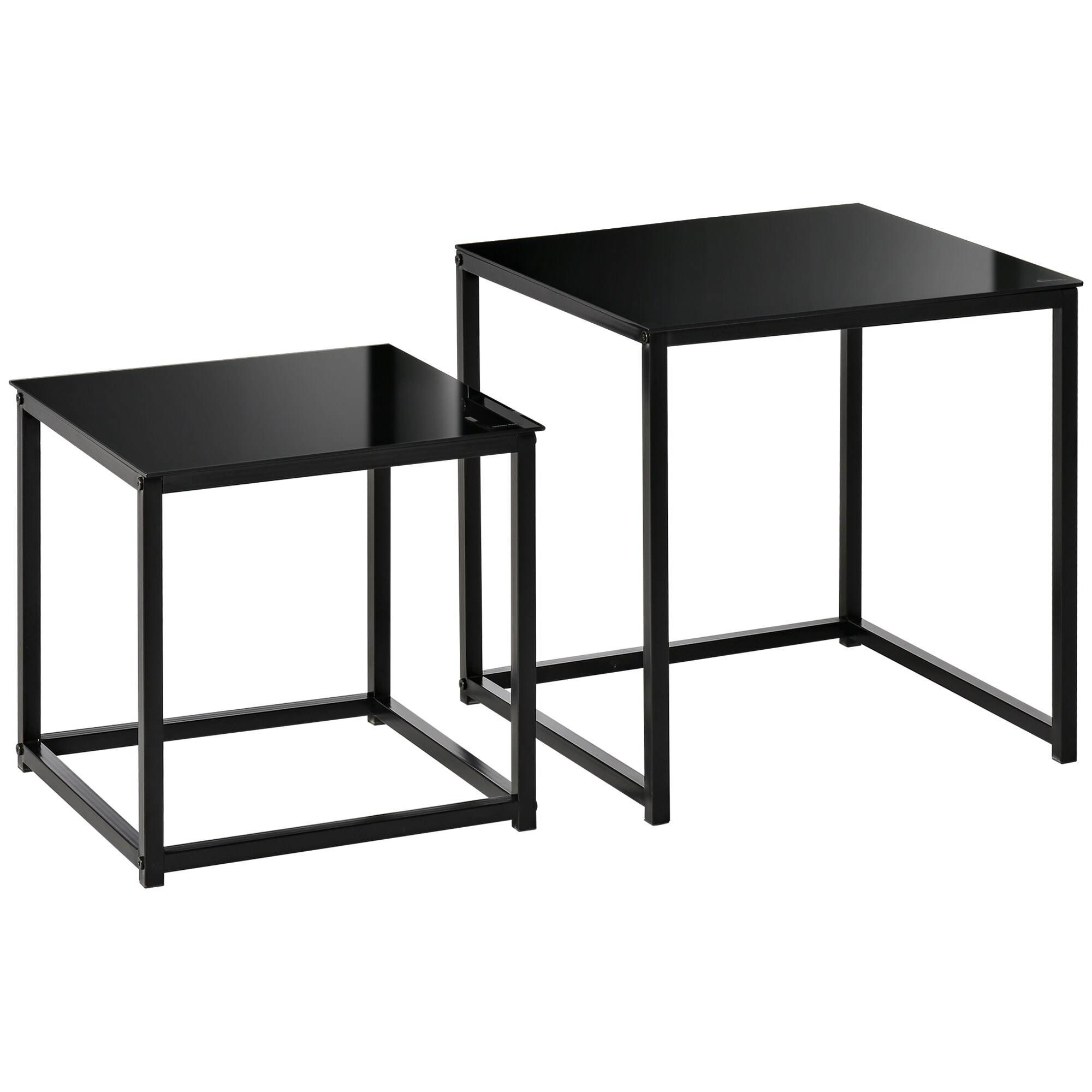 HOMCOM Couchtisch-Set mit Glastischplatte schwarz 50L x 50B x 52H cm