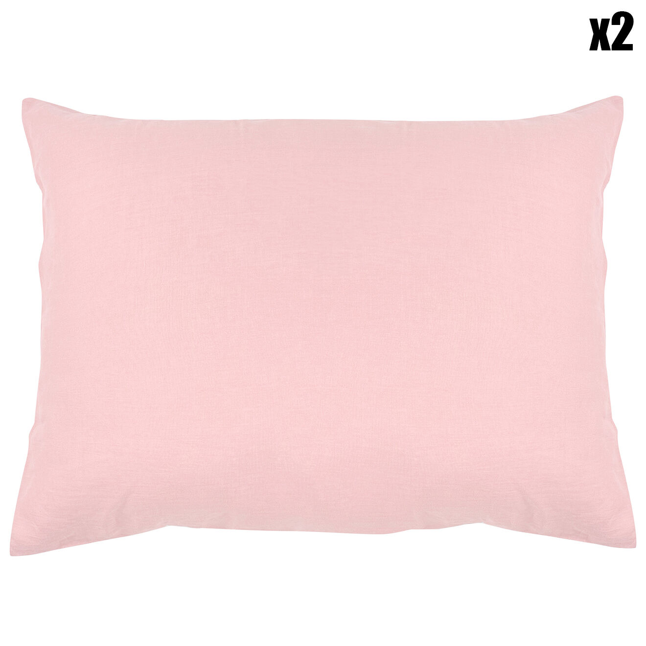 United by Perle de coton 2 Taies d'oreiller 100% Lin lavé roses
