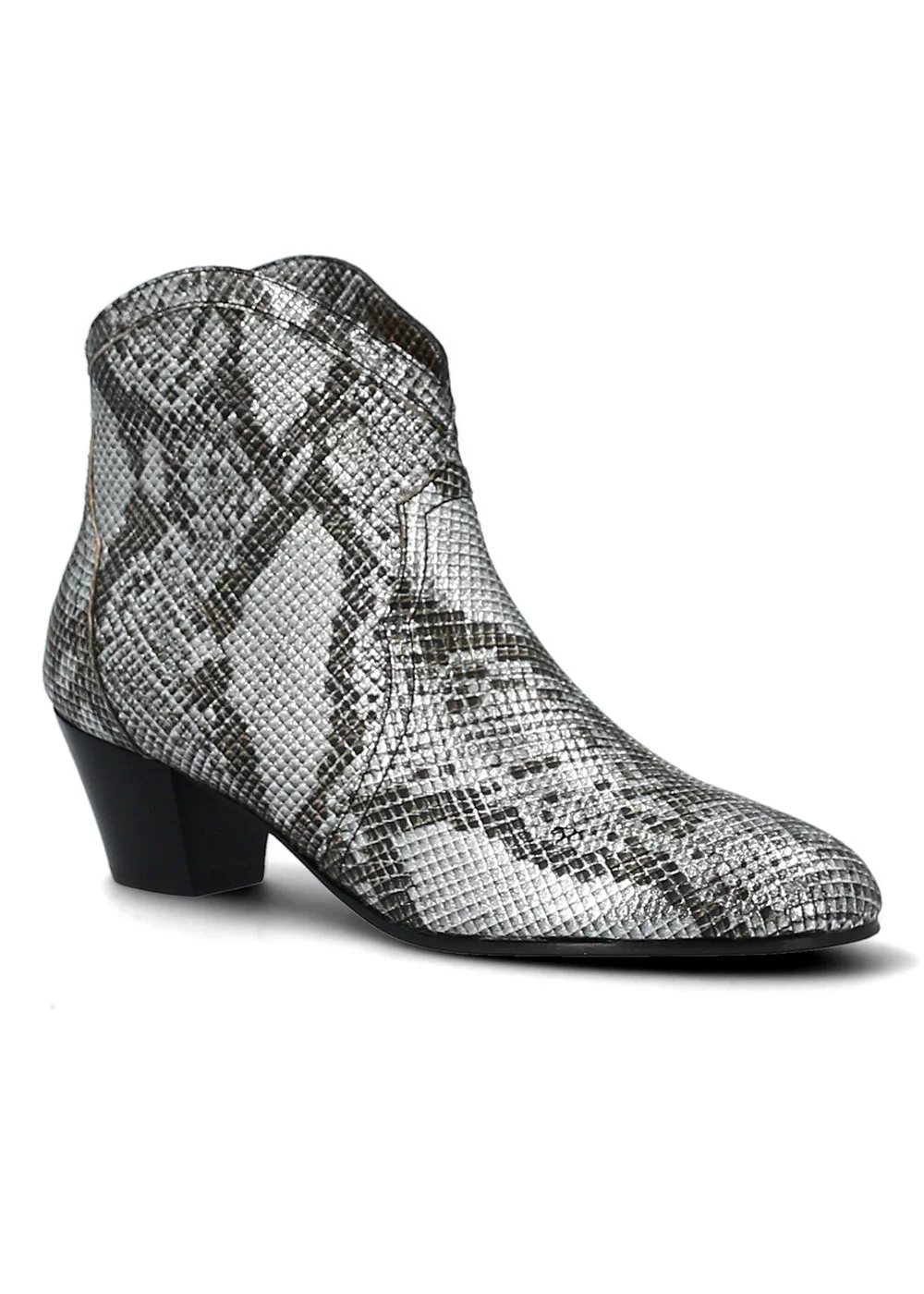 BOOTS CELESTINE CUIR IMPRIME PYTHON GRIS ET NOIR