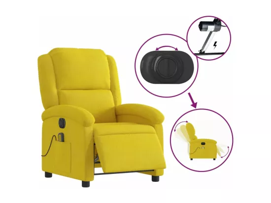 Fauteuil inclinable massant électrique jaune velours