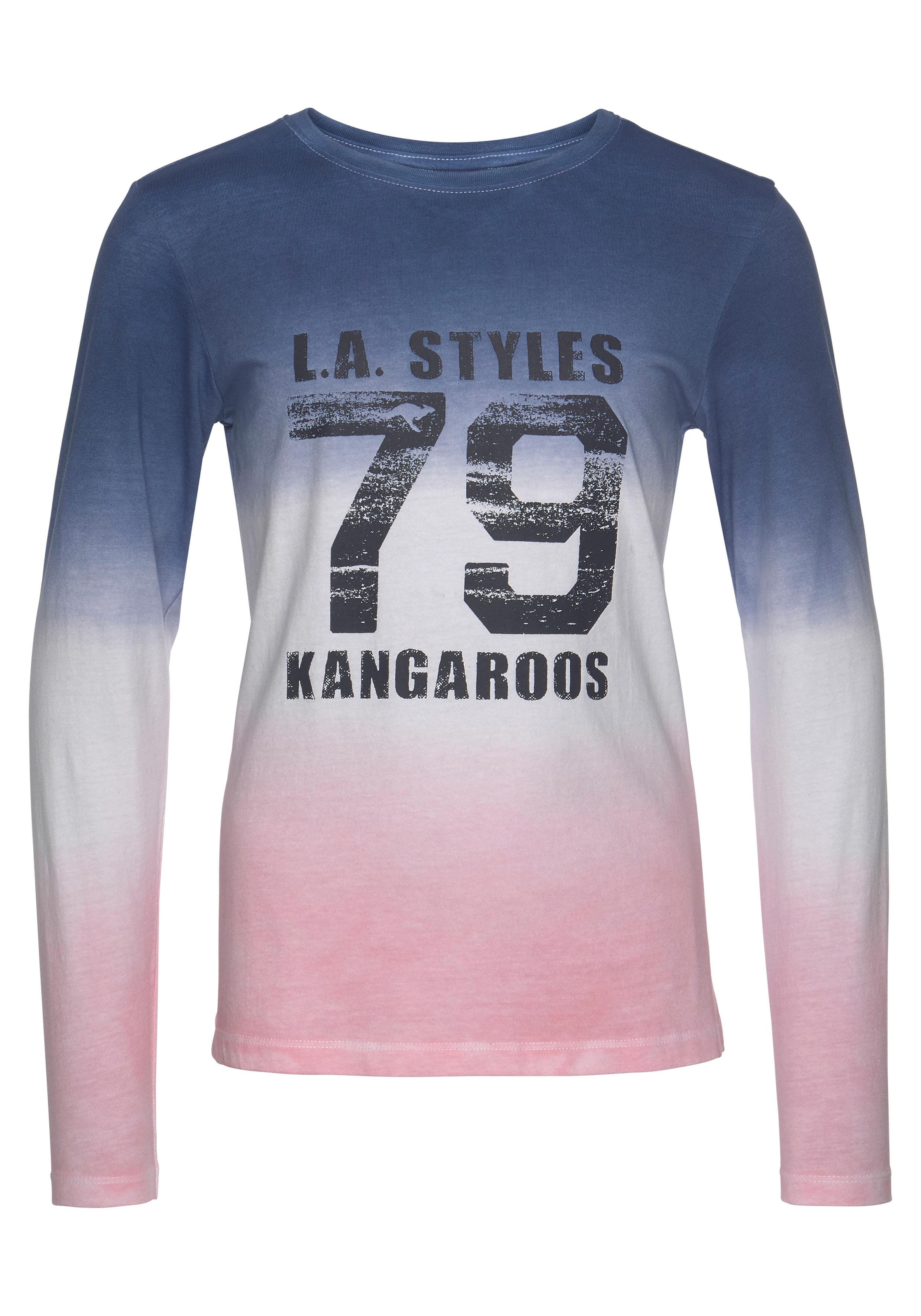 KangaROOS Langarmshirt , Langarm,  taillierter Schnitt,  mit Print,  Rundhalsausschnitt