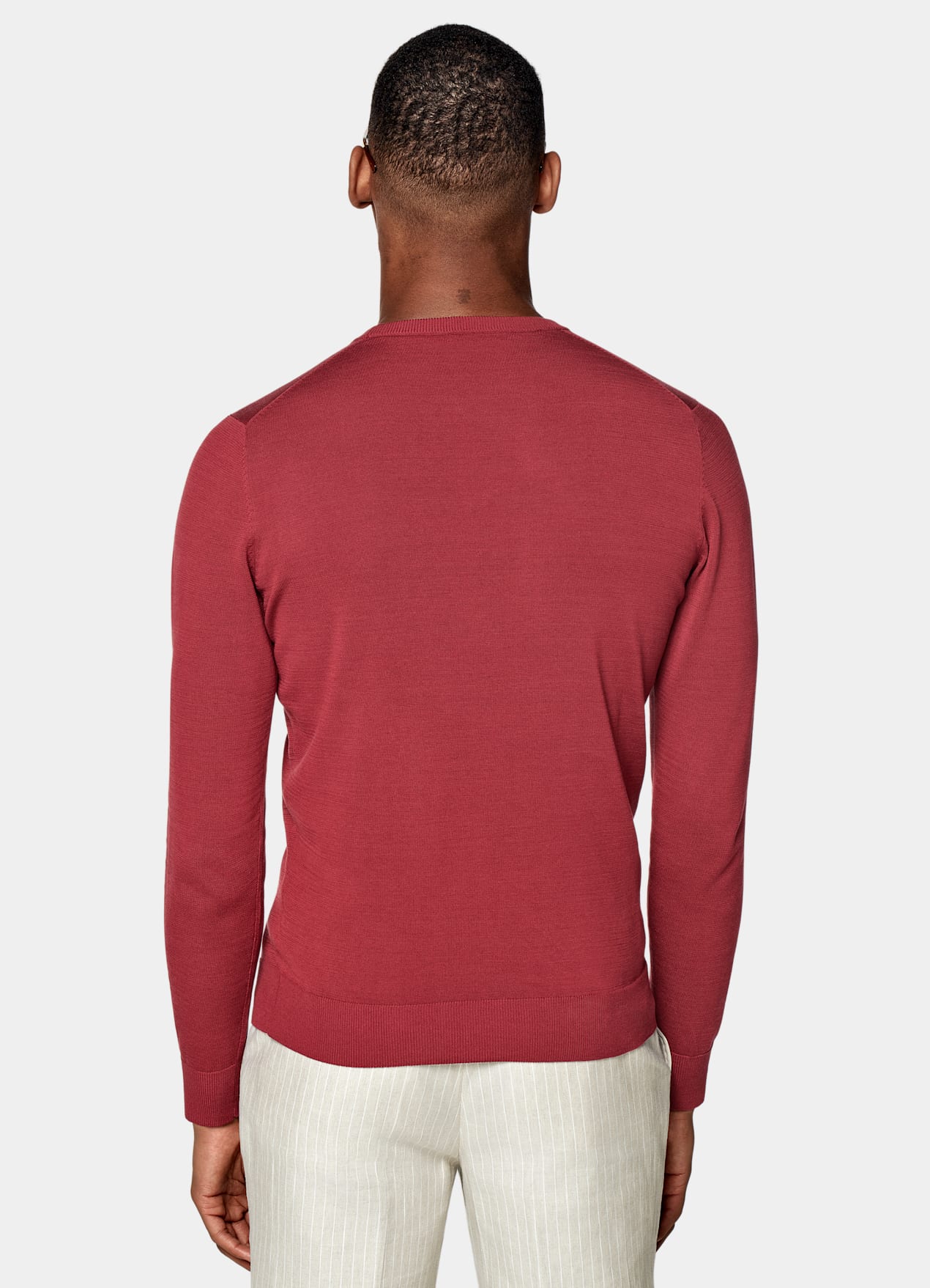 Pull col rond rouge