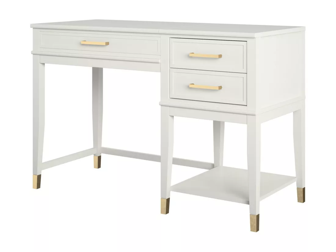 Westerleigh | Bureau avec plateau élévateur en mélaminé blanc