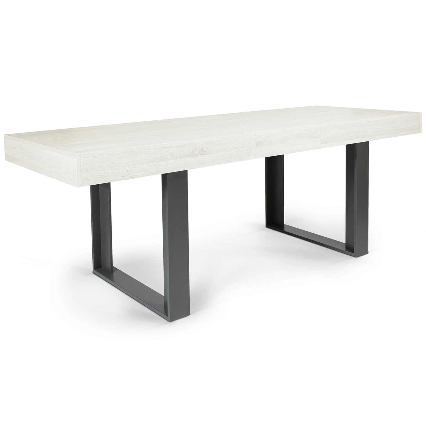 Table à manger extensible rectangle PHOENIX 4-8 personnes bois gris 160-200 cm