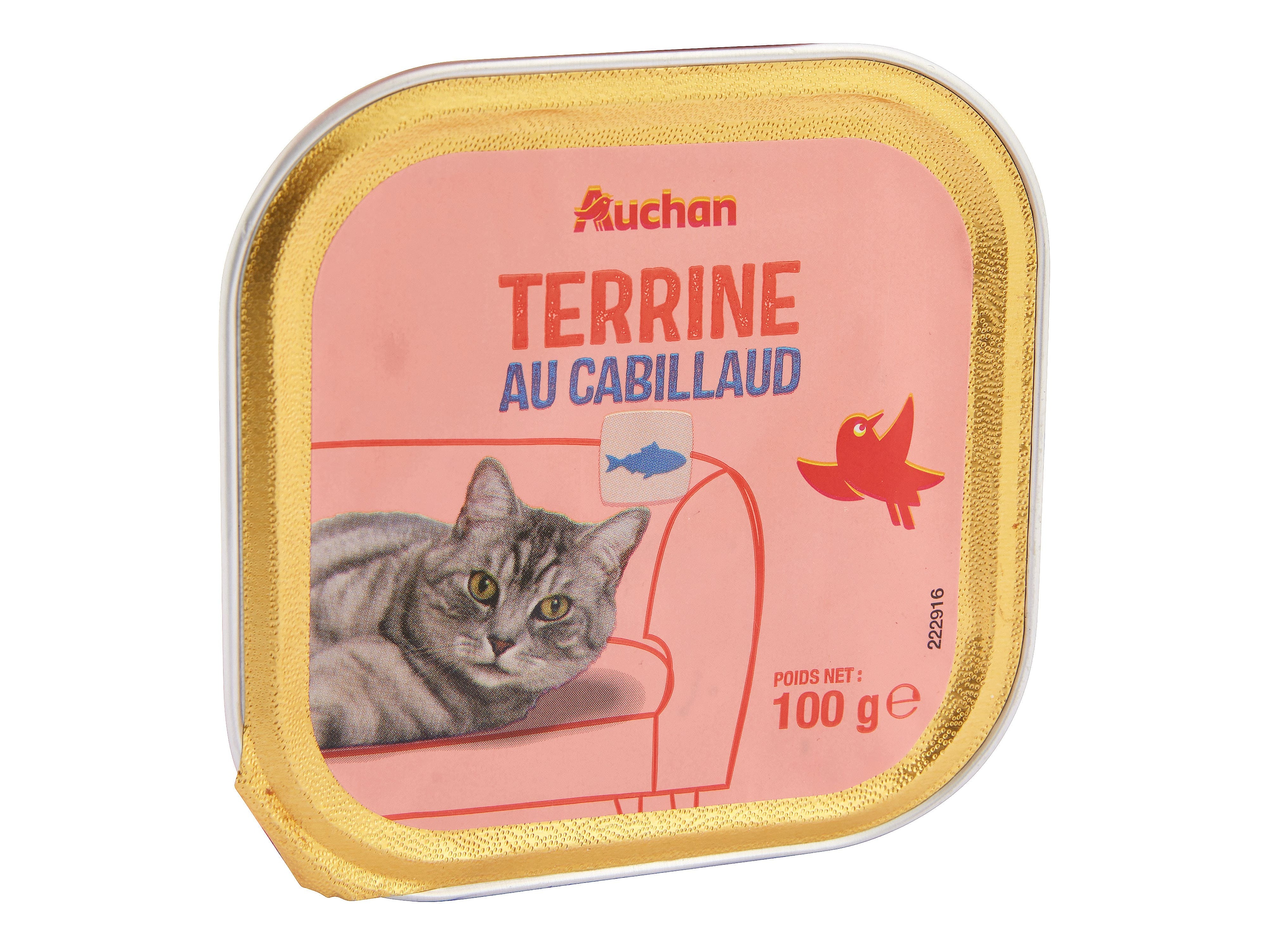 COMIDA HÚMIDA PARA GATO AUCHAN TERRINA BACALHAU 100G