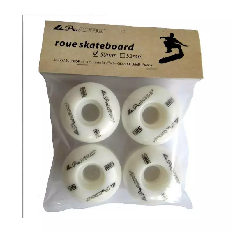 Roue de skate PRO ACRO kit de 4 50x30mm Blanc