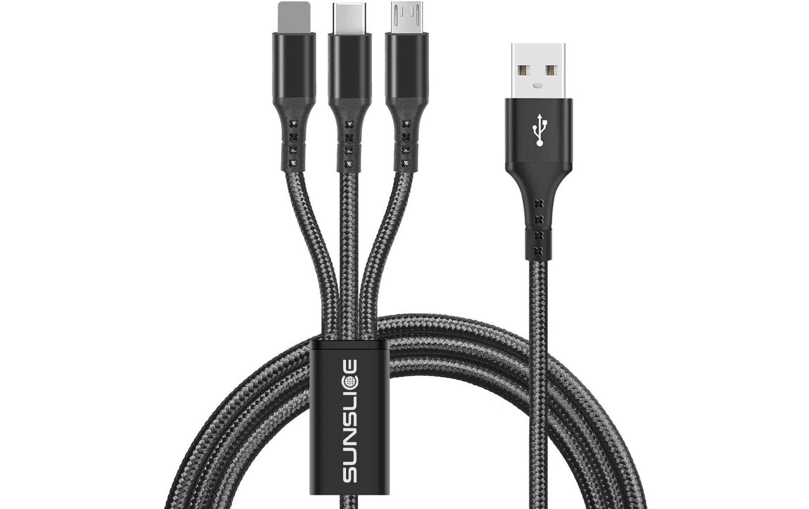 Trident Kabel USB - Lightning/Micro-USB A/USB C 1 m3-in-1 Ladekabel mit USB-C, Lightning und Micro-USB Anschlüssen