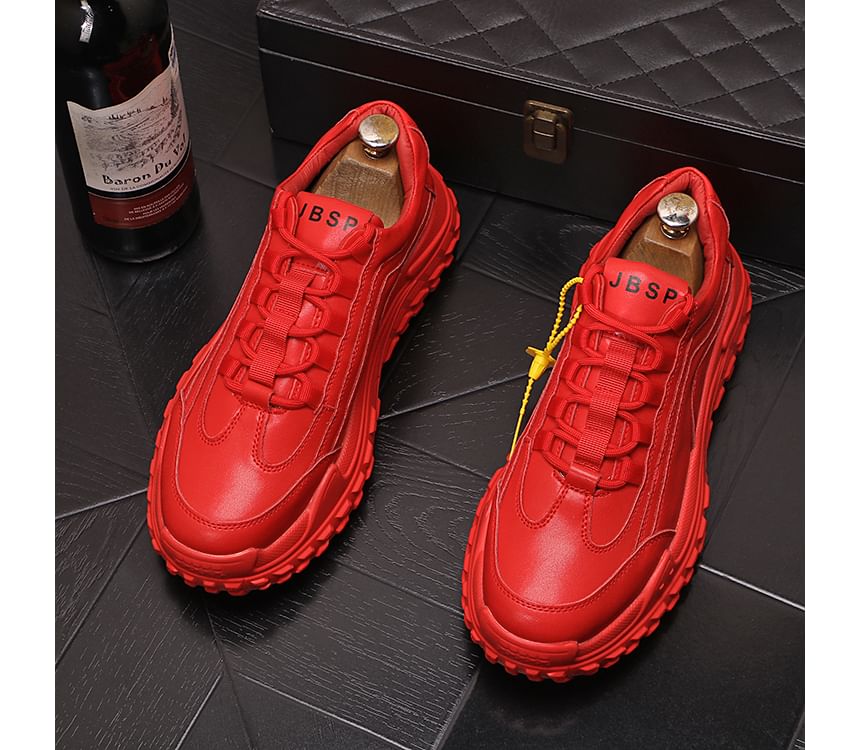 Mr Ozera - Platform-sneakers van imitatieleer met vetersluiting