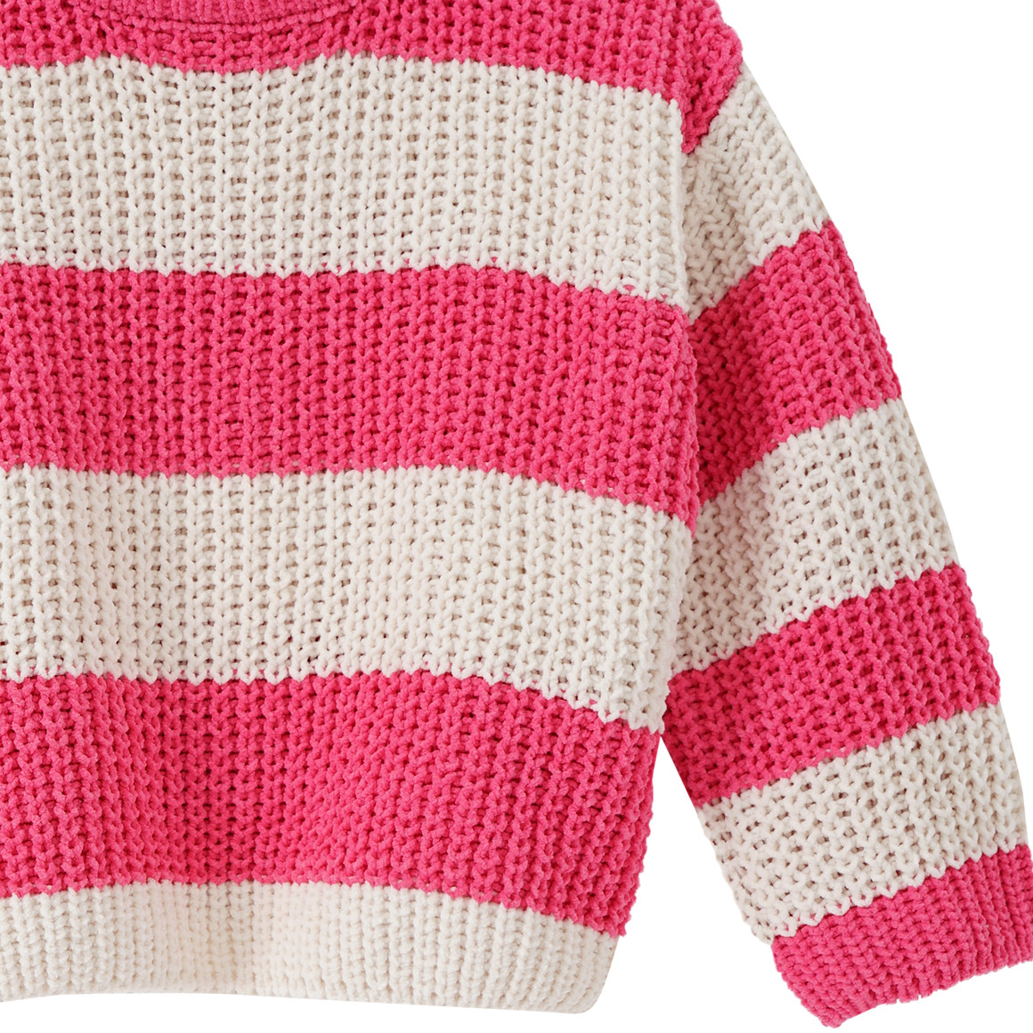 Topolino Mädchen Strickpullover mit Blockstreifen creme / pink