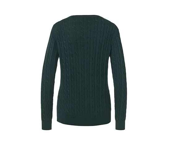Zopfstrickpullover, dunkelgrün
