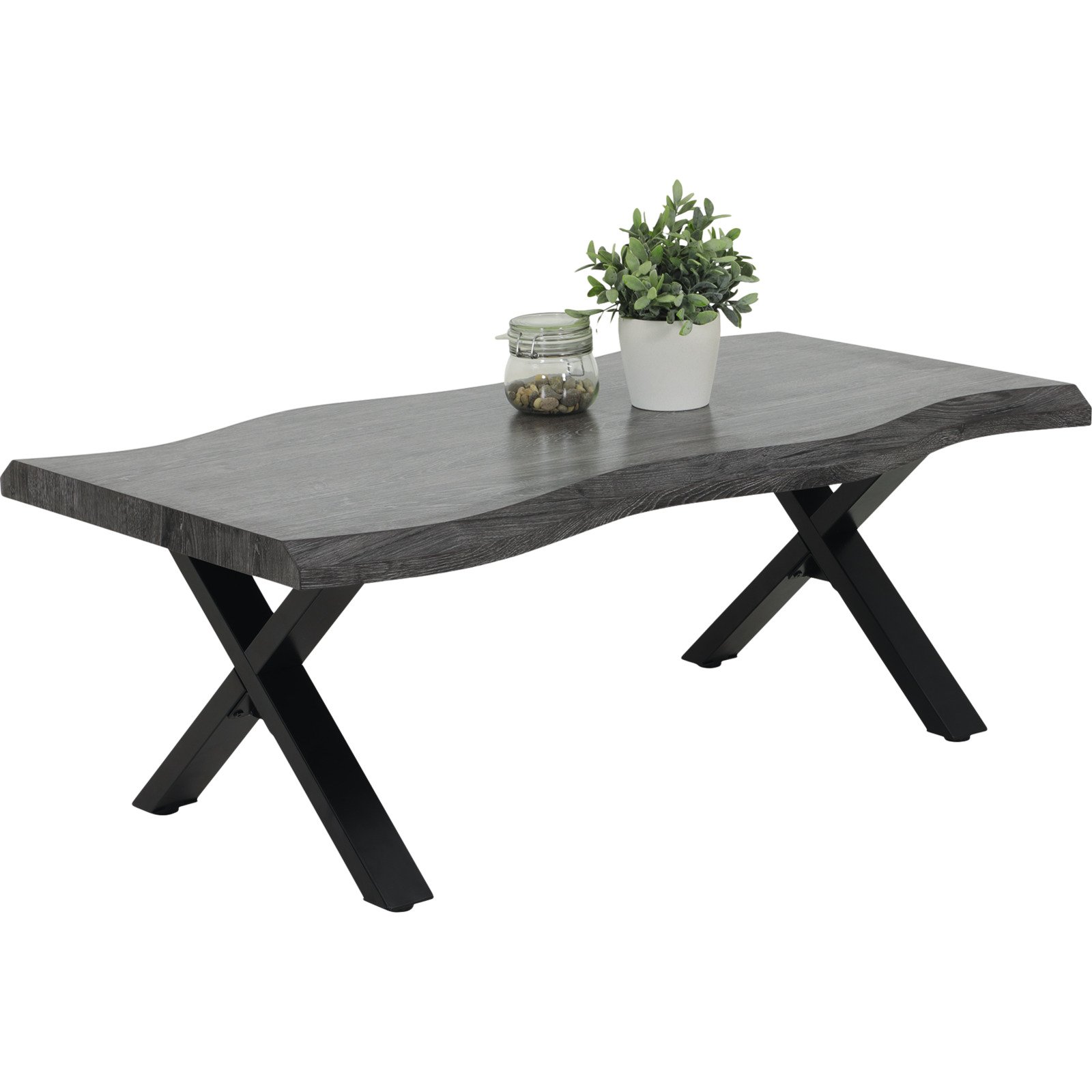 Salontisch Pina X-Fuss MDF grau 110 x 42 x 60 cm