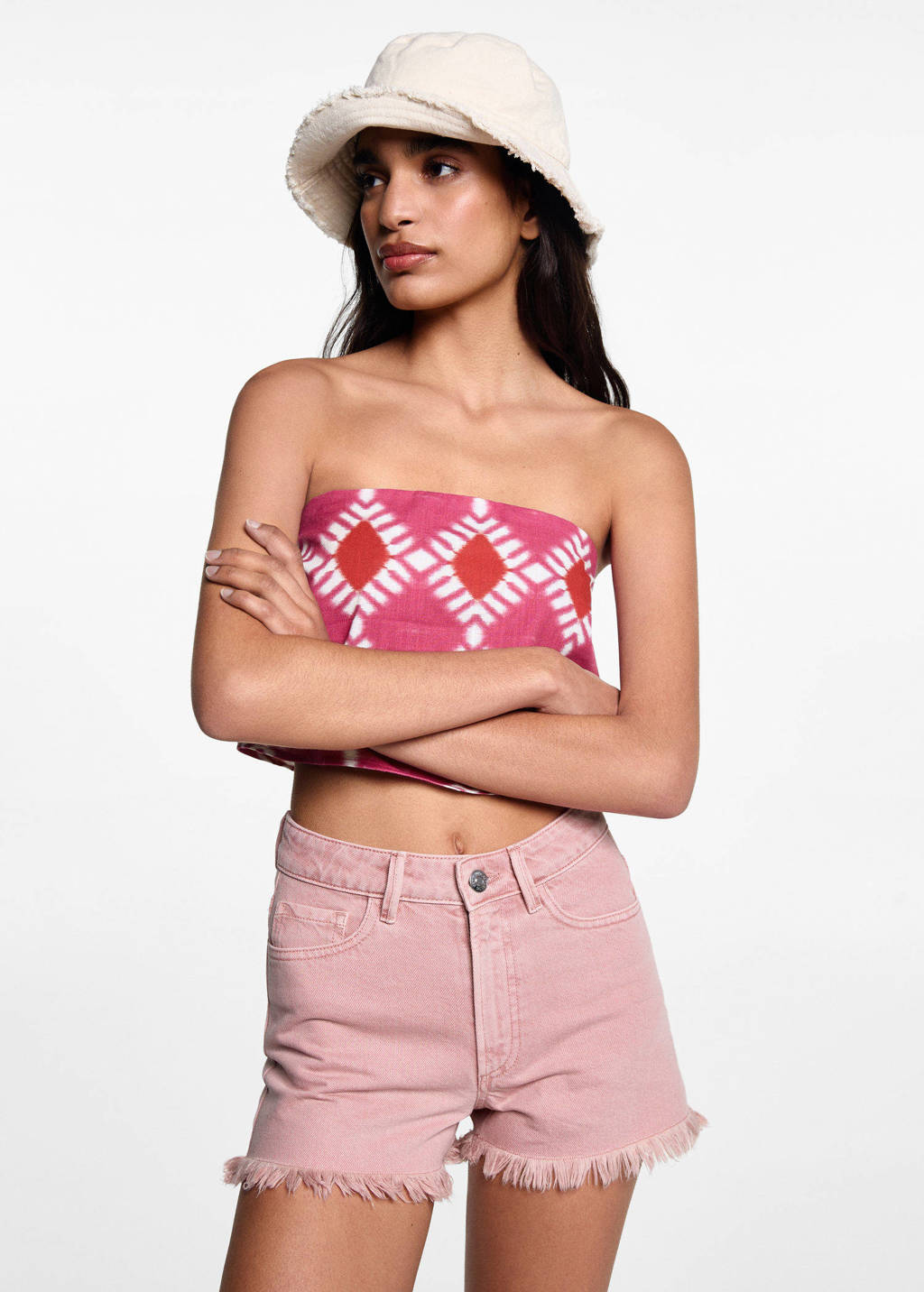 MANGO TEEN denim short lichtroze