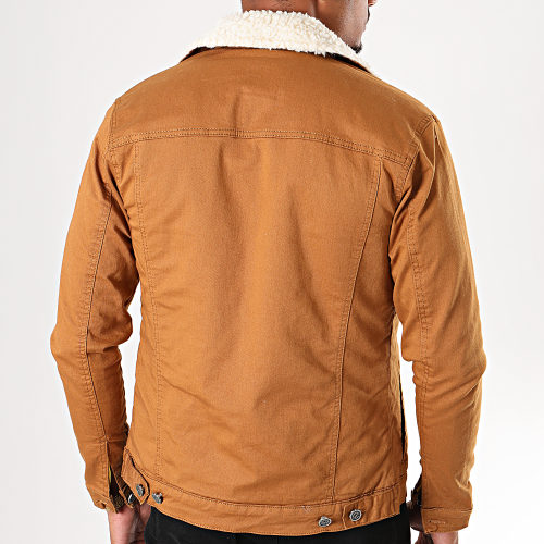 Veste Jean Super Slim Fit A Col Mouton 5004 Camel Blanc