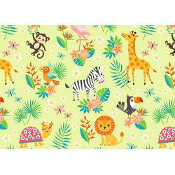 Papier cadeau 'Cute animals vert', sur rouleau