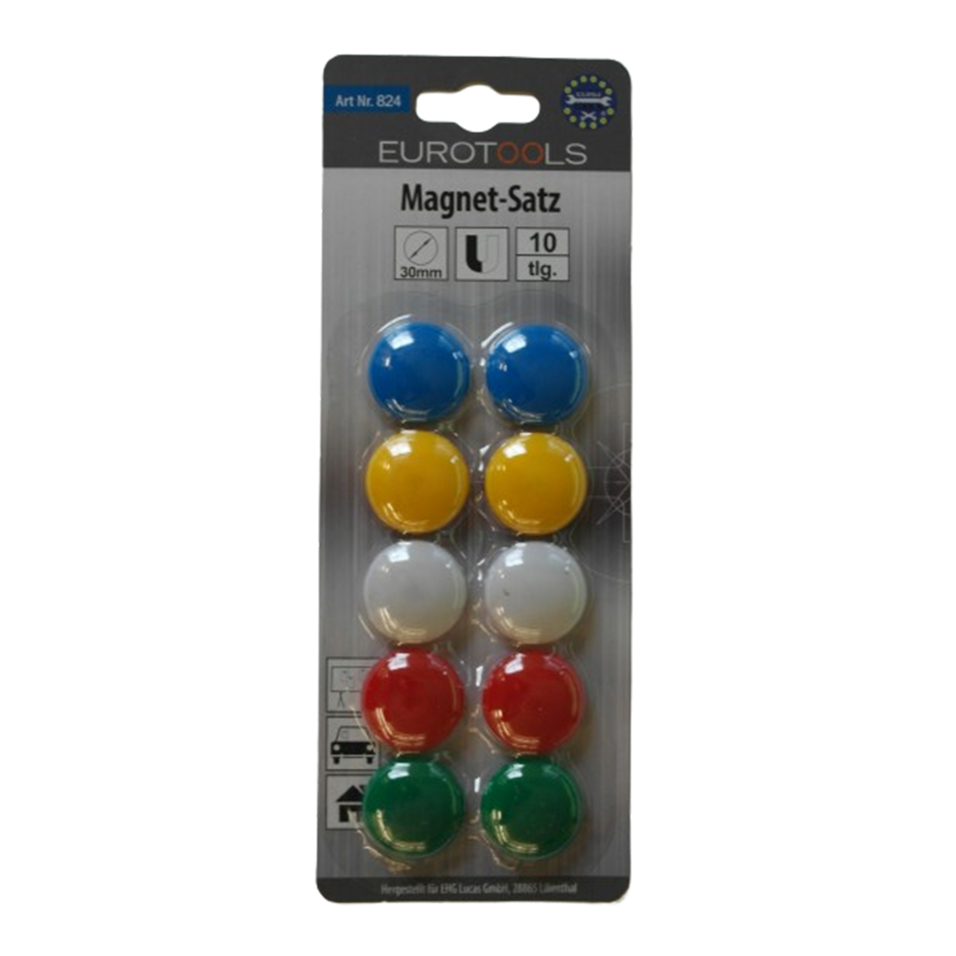 10-teiliger Magnet-Satz - verschiedene Farben - 3 cm
