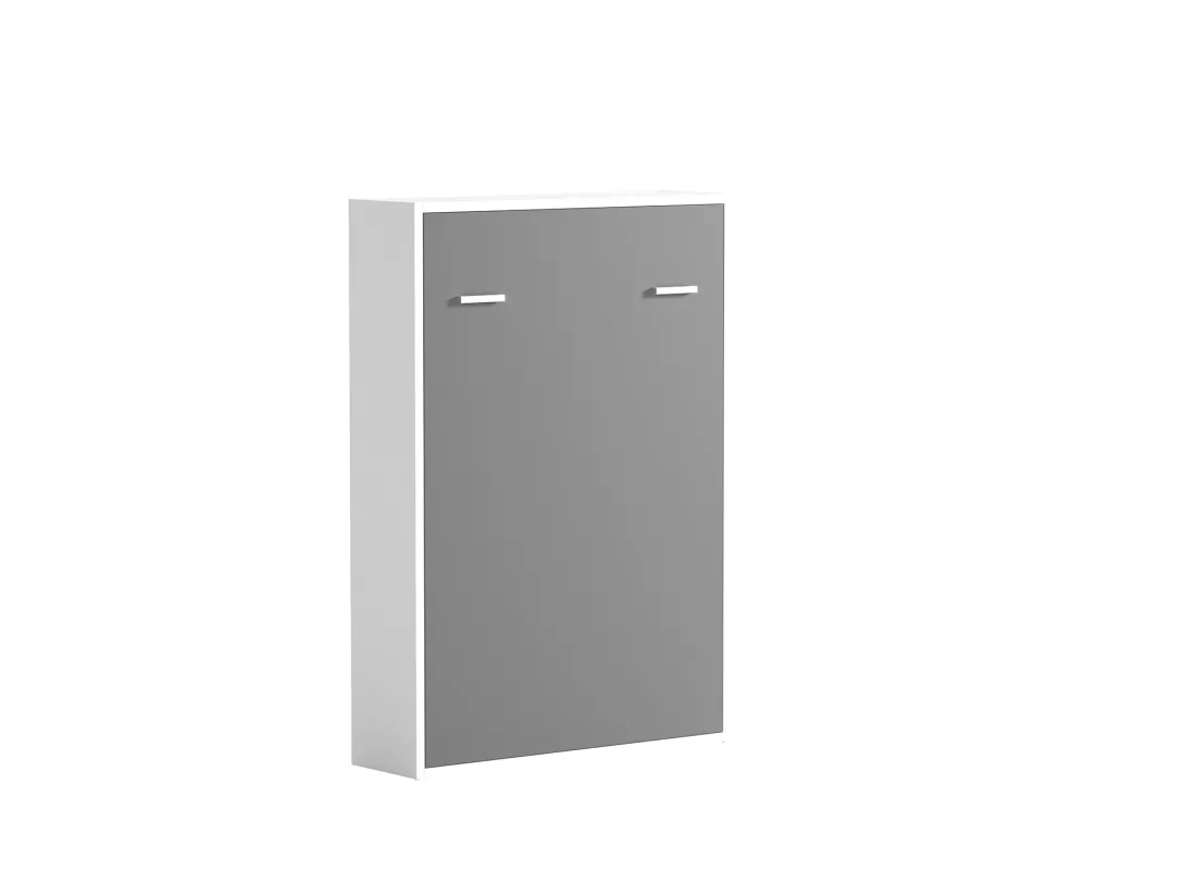 Lit escamotable 140 x 200 cm - Ouverture verticale manuelle - Blanc et gris - MALINA II