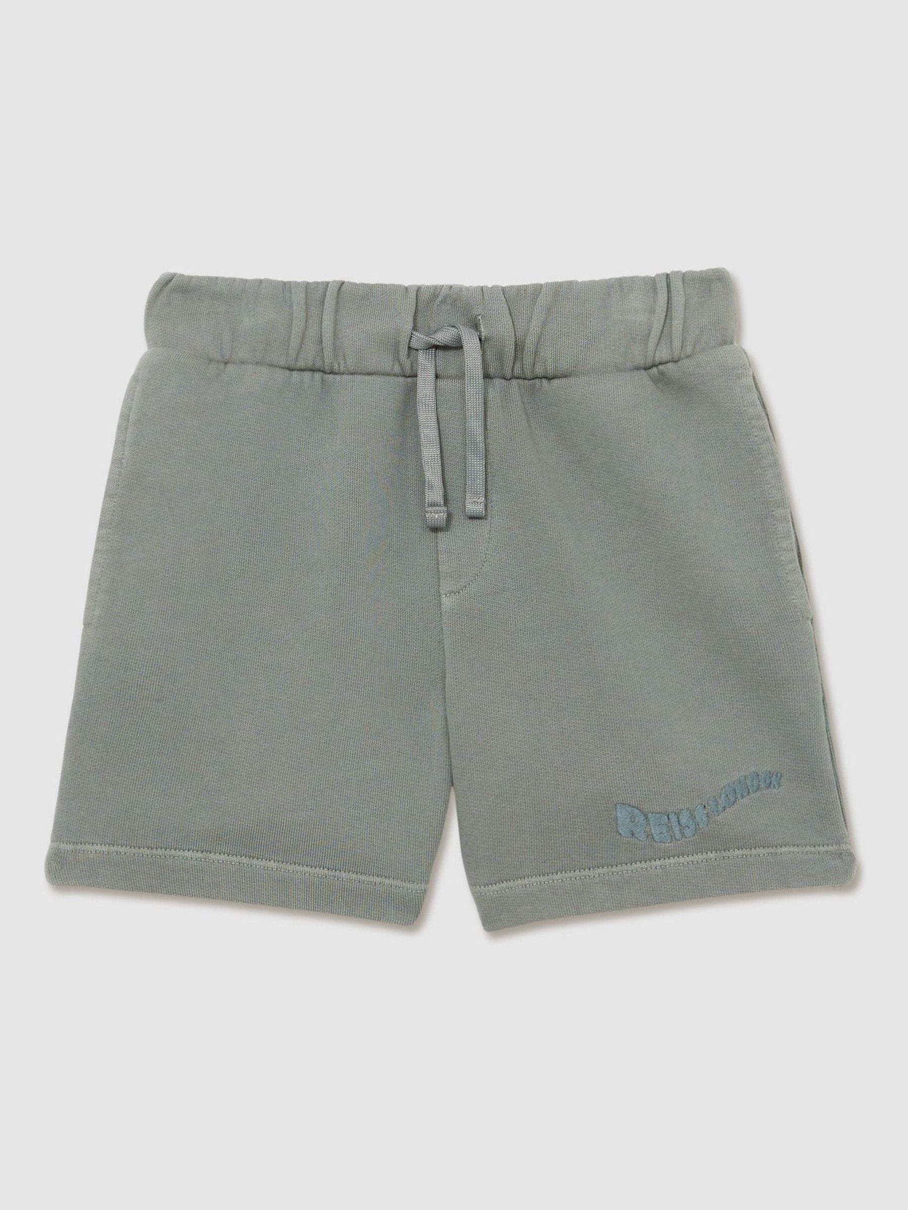 Saliegroen met wassing - Reiss Perry Cotton Brand-Embroidered Shorts