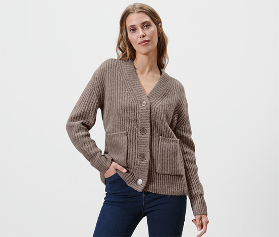 Grobstrick-Cardigan mit Wolle