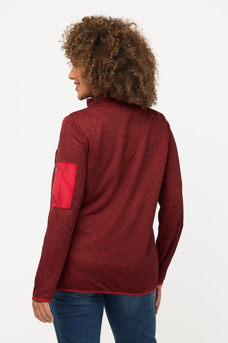 Strickfleece-Jacke, Stehkragen, Zipptaschen