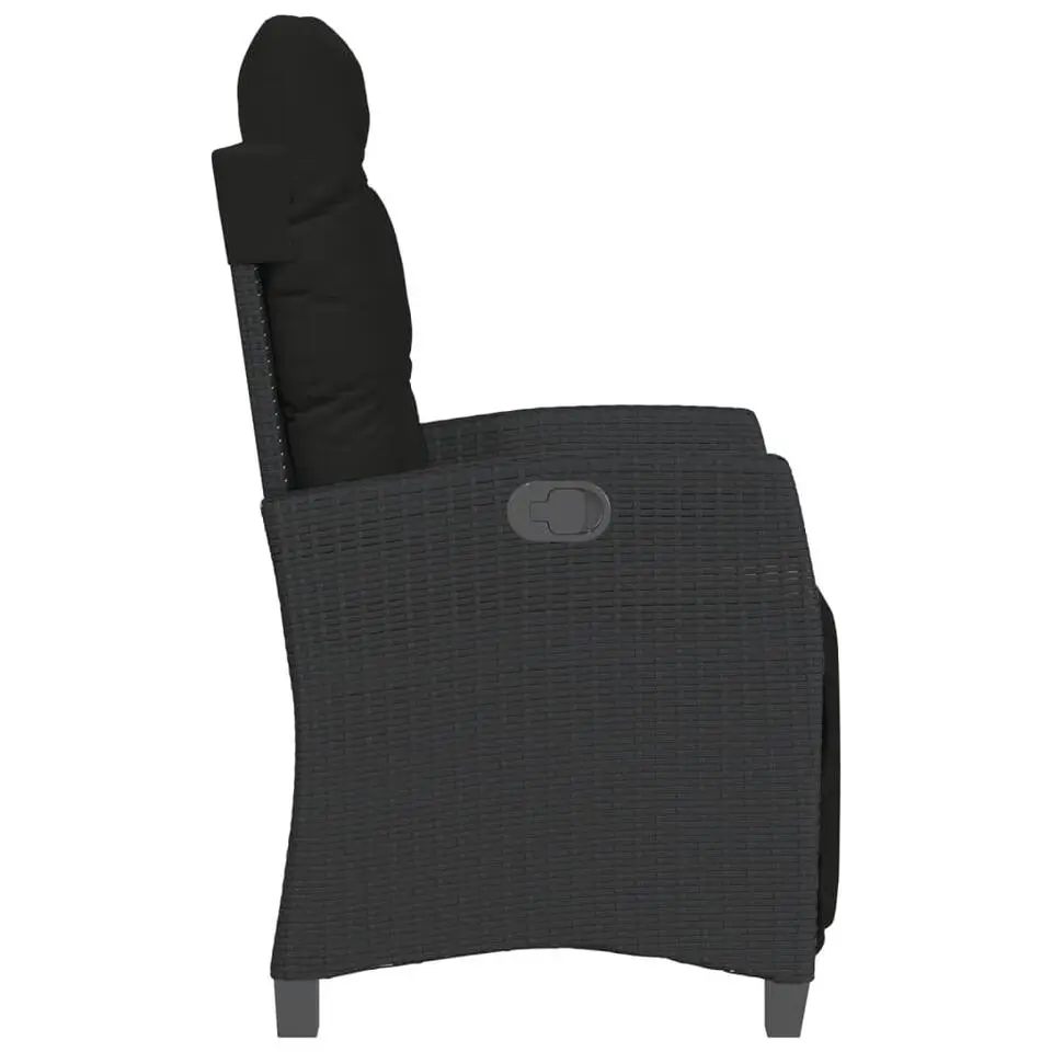 vidaXL - Verstelbare tuinstoelen met voetensteun - Zwart - Poly rattan - 2 stuks