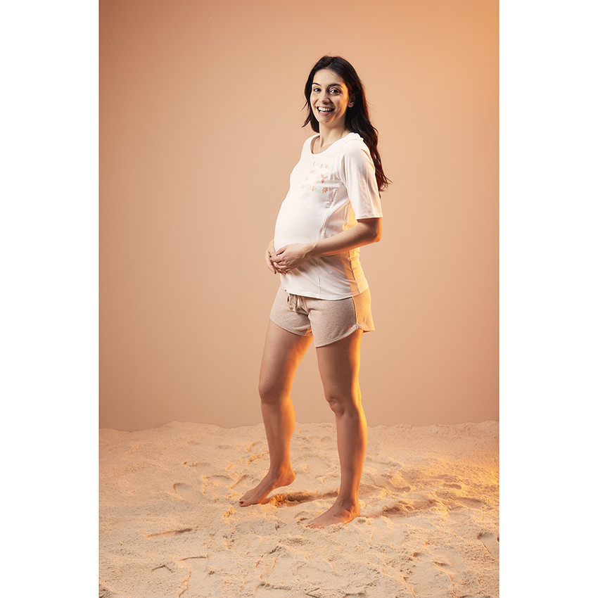 T-shirt de grossesse manches 3/4 avec zips pour allaitement