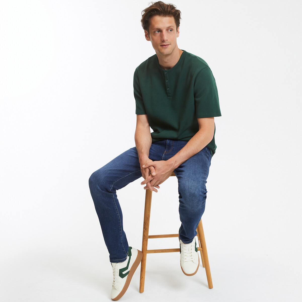 COLEÇÃO LA REDOUTE<br>Camiseta com gola túnica e mangas curtas