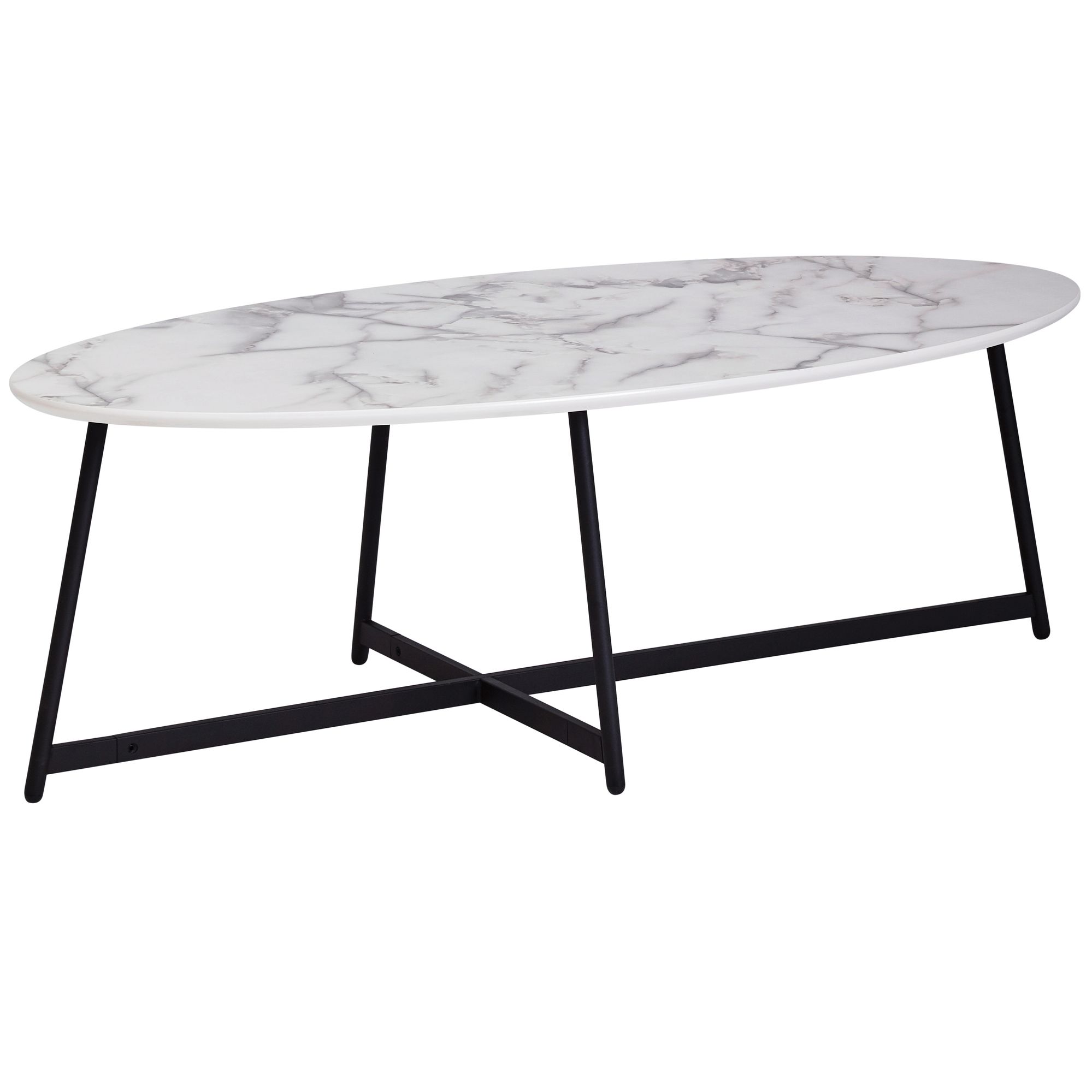 KADIMA DESIGN Marmor-Design Couchtisch, moderner Wohnzimmertisch, schwarz lackierte Beine, 120x45x60 cm.