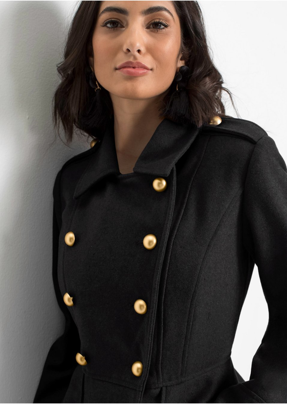 Manteau court militaire à teneur en laine, taille courte