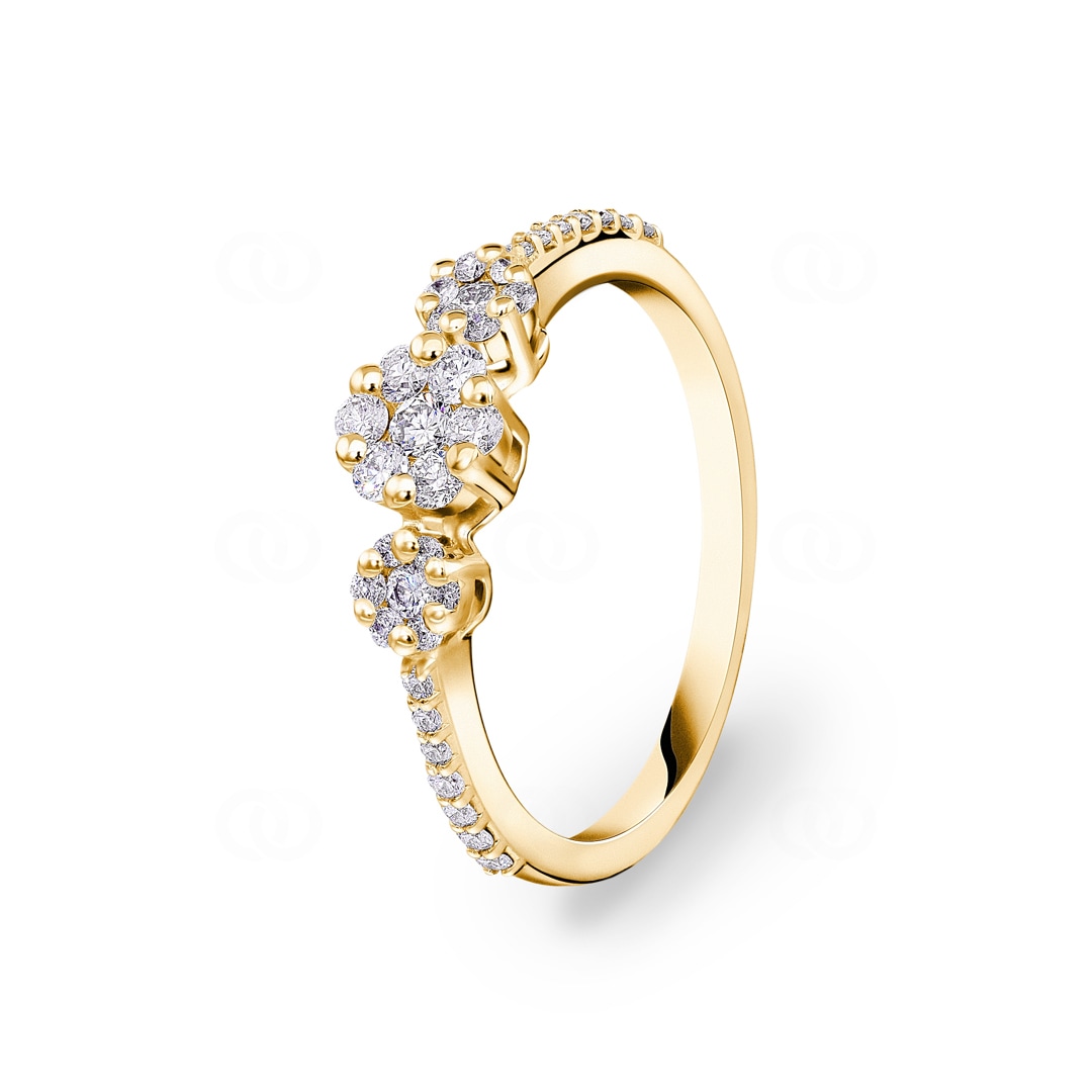 0.40 Karat Trilogie Diamantring 750/18 K Gelbgold