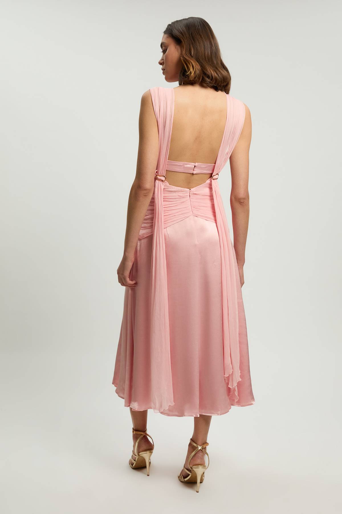 KarenMillen Robe Midi Tissée Sans Manches En Georgette De Viscose À Volants