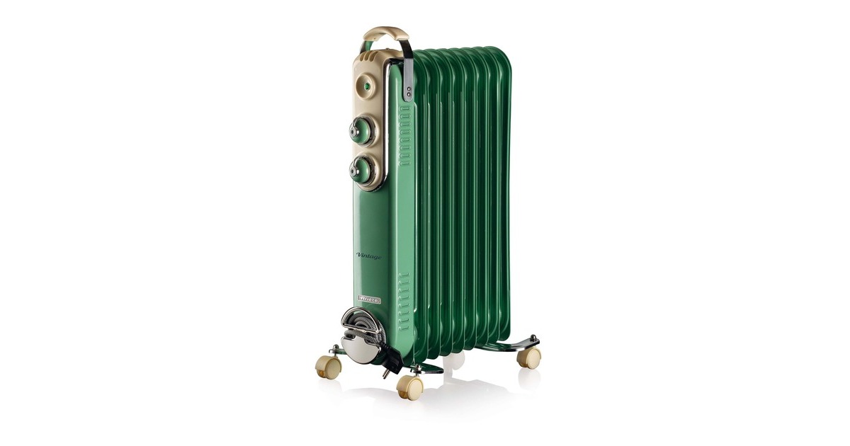 ArieteVintage groene olieradiator 9-elementen  (Groen, 2000 Watt, 3 standen)