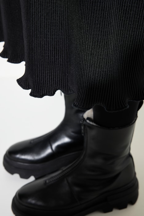Plissee-Midikleid, Slim Shape, Langarm