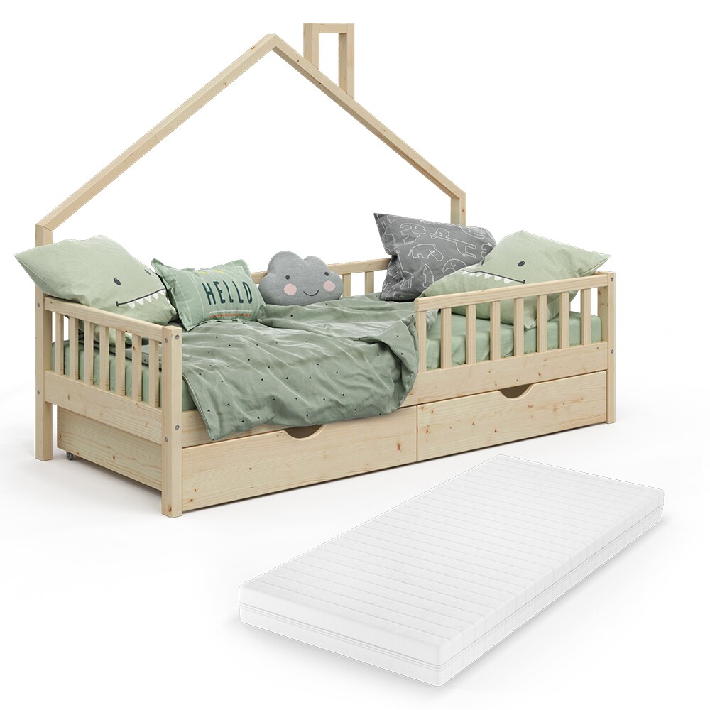 VitaliSpa Hausbett Kinderbett Spielbett Noemi 90x200cm inkl. Matratze Schubladen