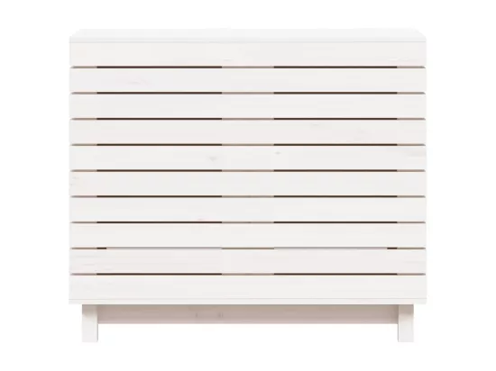Panier à linge blanc 88,5x44x76 Bois massif de pin