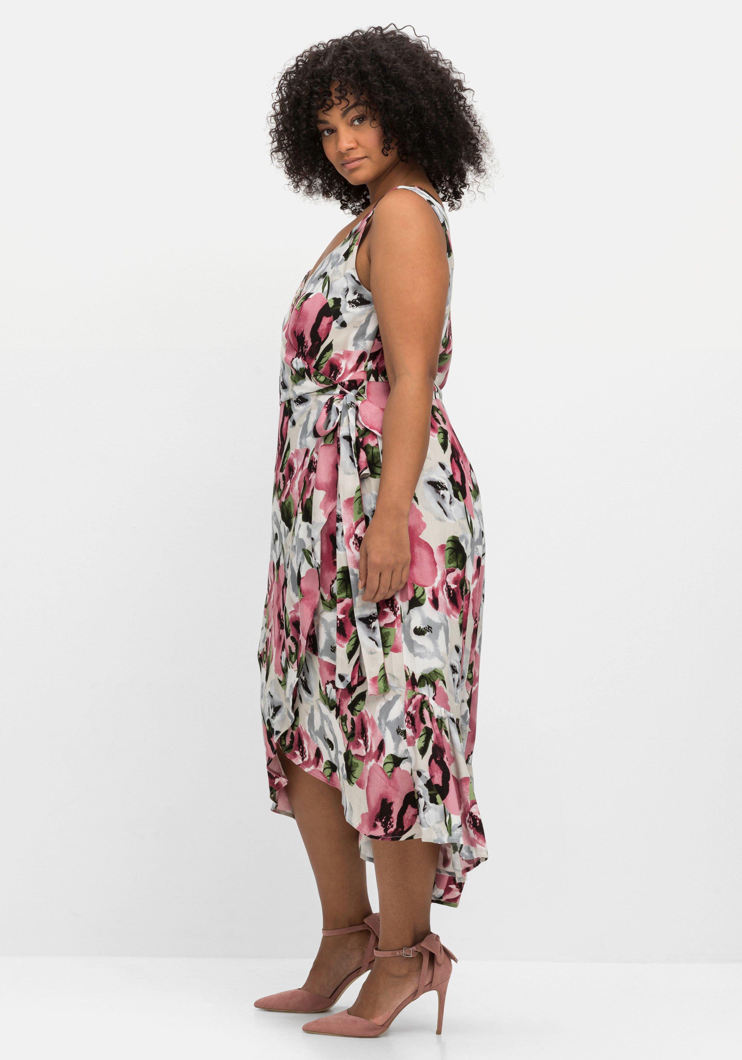 Maxikleid in Wickeloptik, mit Blumendruck