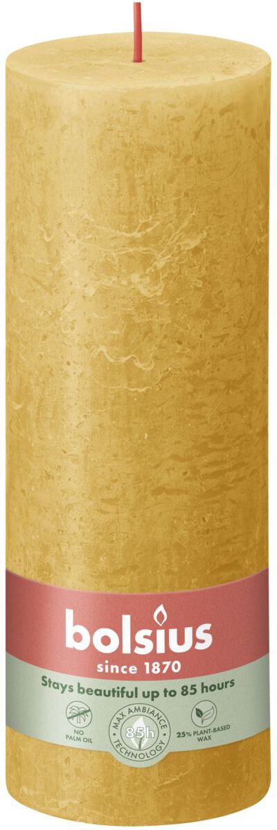 Bolsius stompkaars Rustiek Shine geel 85 uur D 6,8 H 19 cm