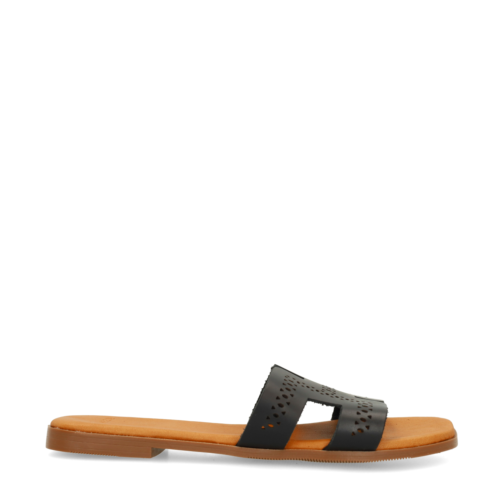 Zwarte leren slippers