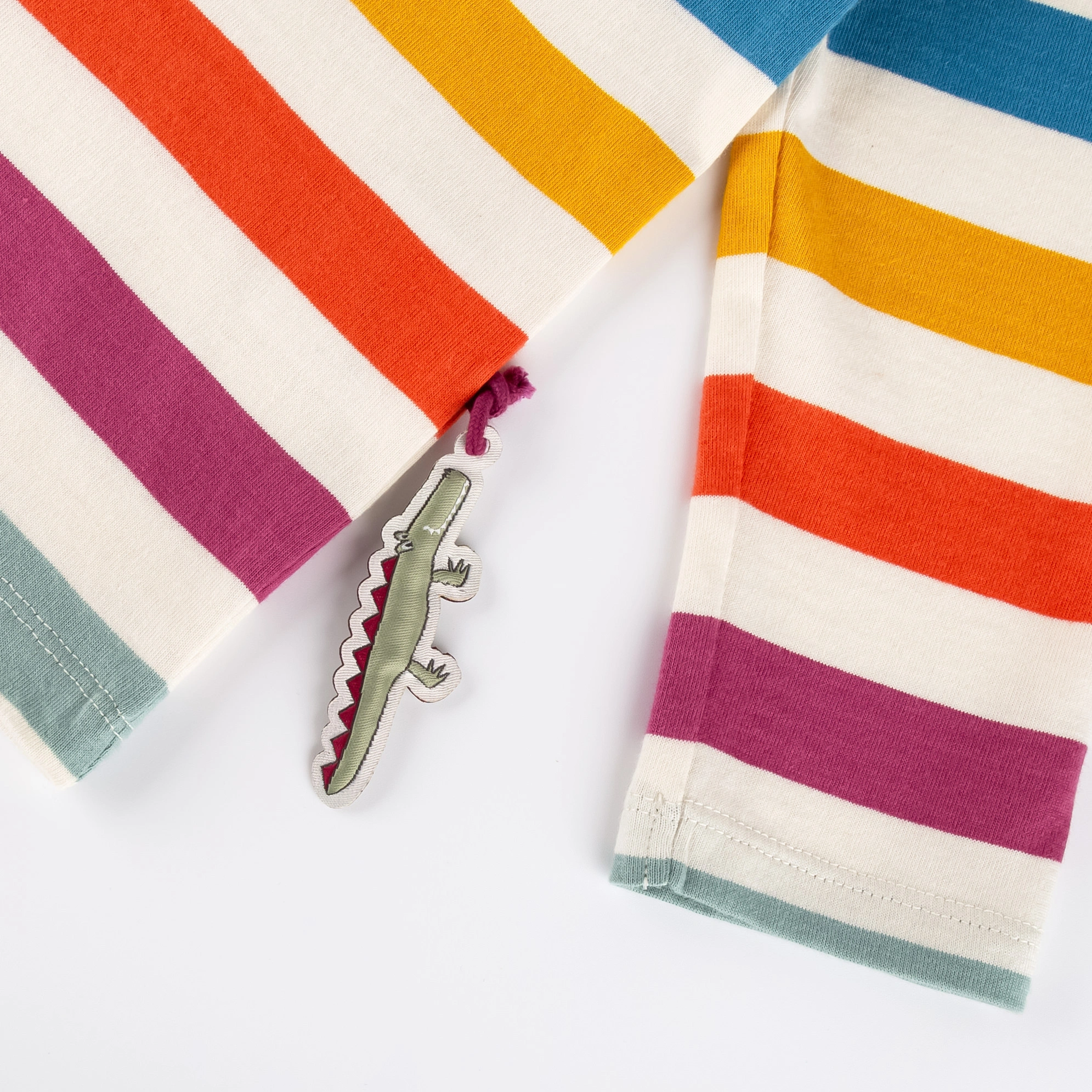 Langarmshirt M - WILD CROCODILE STRIPES in ecru/bunt