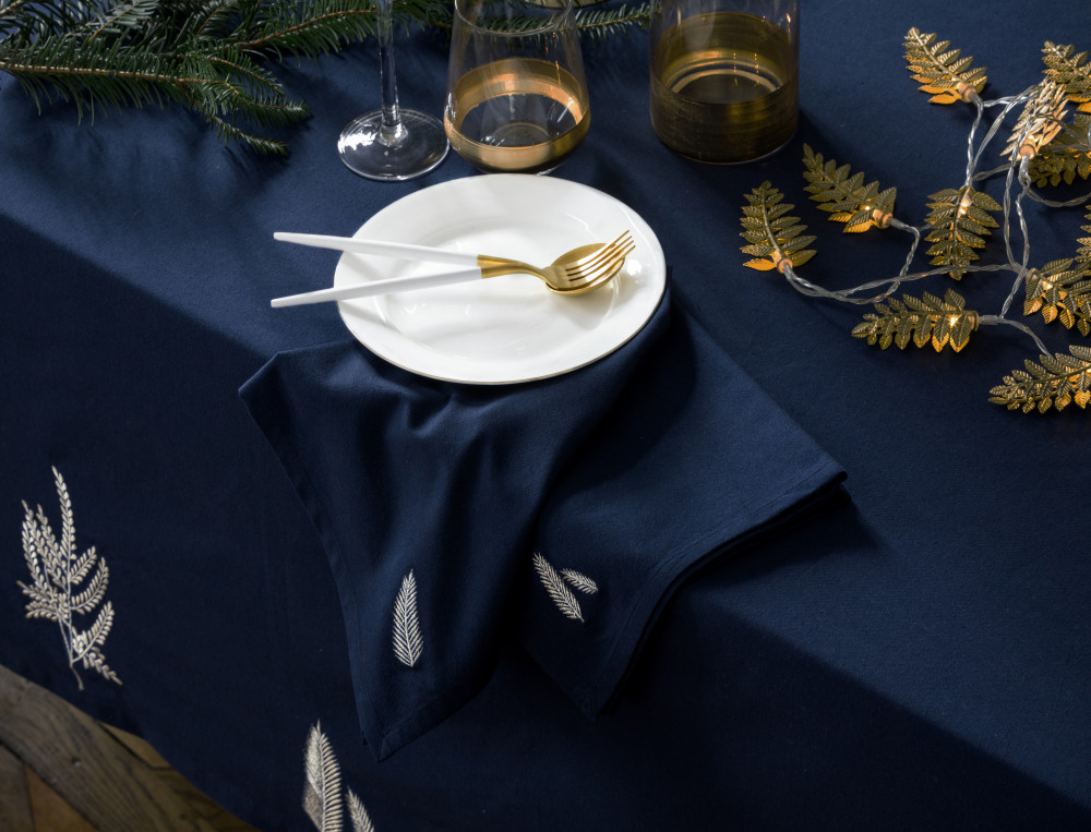 Lot de 2 serviettes de table-Feuillage d'or
