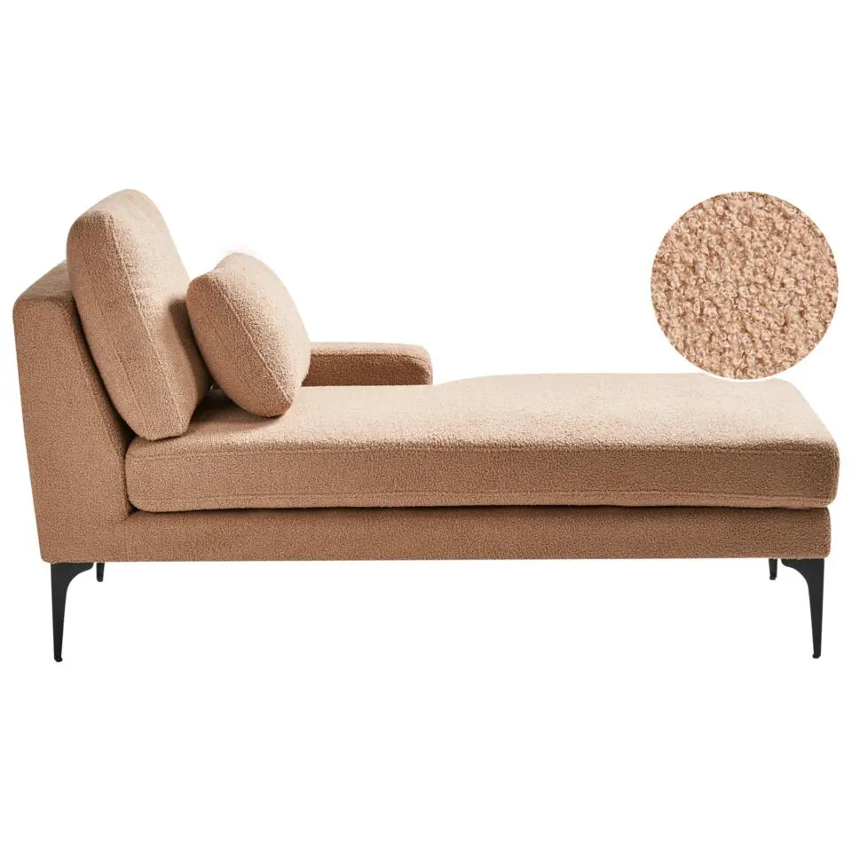 EWRON - Chaise longue - Zandbeige - Linkszijdig - Bouclé