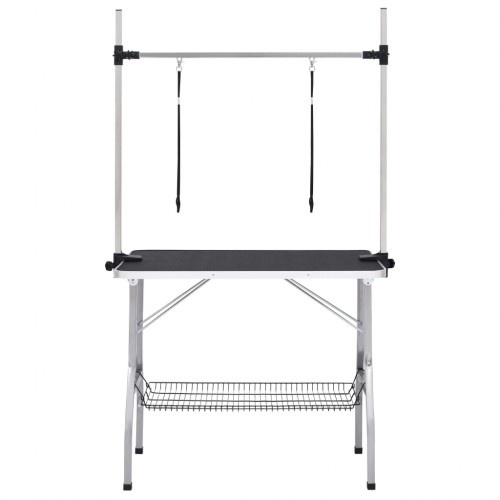 Mesa de tosa para cães, preta e prateada