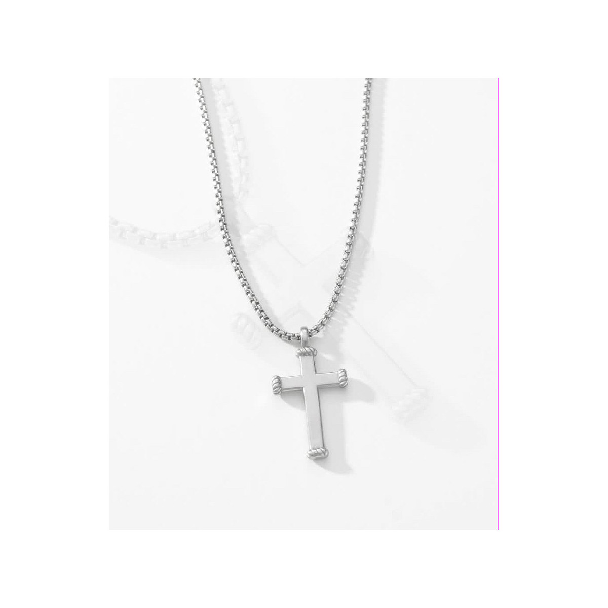 Collier FOSSIL acier inoxydable croix 55 cm