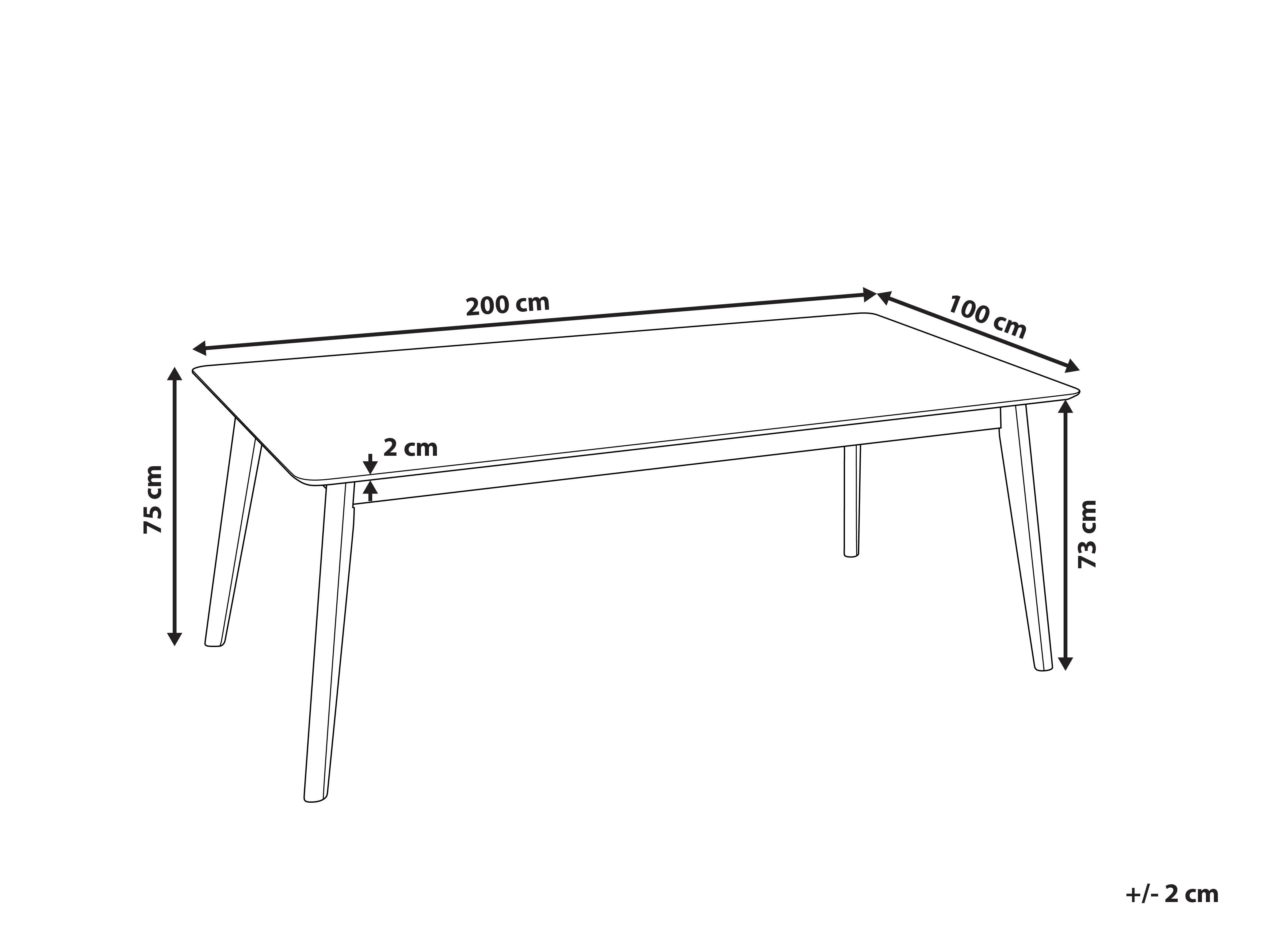 Eettafel MADOX Donker walnoothout 100 cm 200 cm