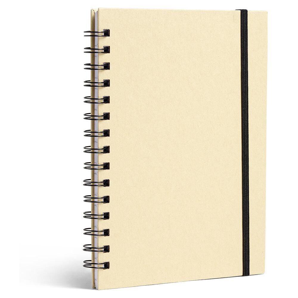 Carnet spirale A5 avec élastique 15x21cm couverture kraft 60 pages