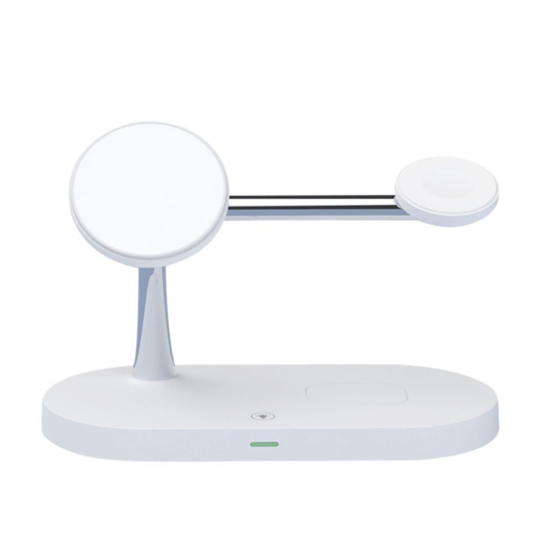(15W) 5in1 Magnetischer Qi Wireless Charger für Apple Watch / Smartphone / AirPods Dockingstation mit LED Nachtlicht - Weiss