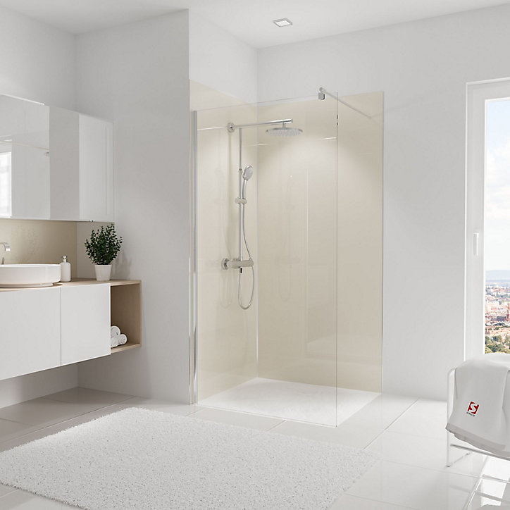 Lot de 2 panneaux muraux salle de bains 100 x 210 cm, Schulte DécoDesign Brio, beige brillant
